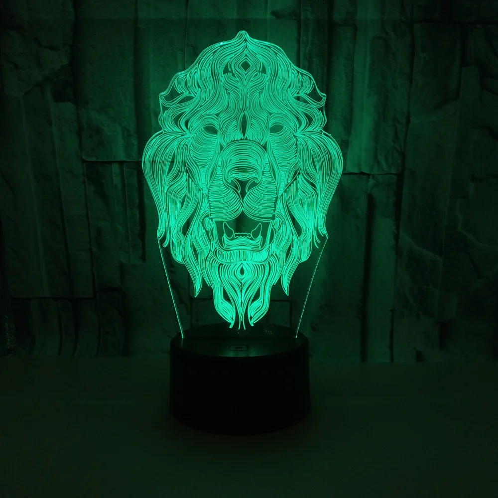 

Bedroom Lion 3d Light Touch 7 Colorful Visual Decorative Gift 7 Led Night Light Novelty Kids Room Led Usb 3d Lamp