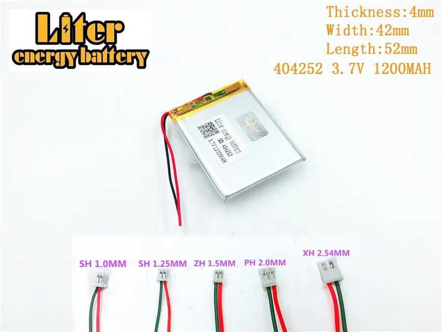 404252,3.7V 1200mAh Rechargeable Polymer Battery For 3.7V 404252 PLUG MP3 MP4 MP5 Lampe speaker toys Mobile polymer battery