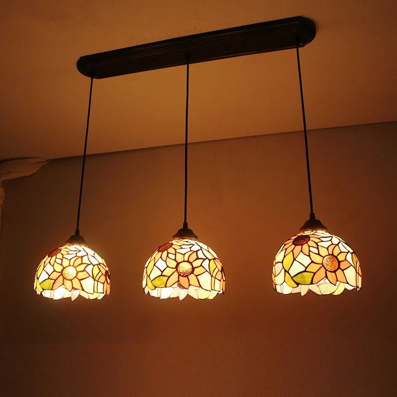 

Stained Glass Pendant Lights Baroque 3 Lights For Dining Room Kitchen Hotel Suspension Light hanglamp LED Pendant Lamps