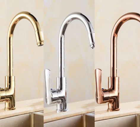 

High quality European style golden/silver/rose golden kitchen mixer faucet hot and cold water brass body rotatable