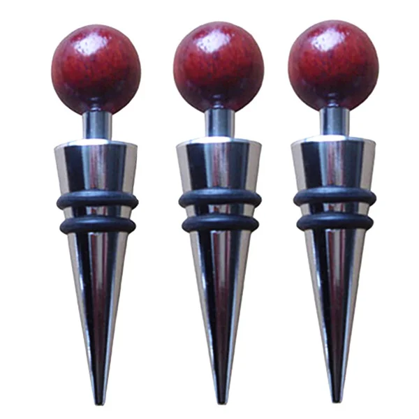 1Pcs Rosewood Cone Wine Champagne Double Ring Wine Bottle Stopper Reusable Sealer