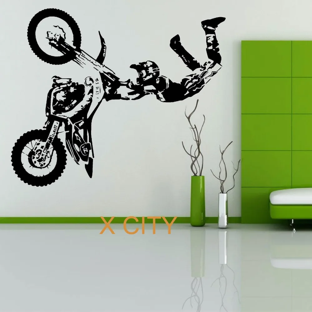 STUNT BIKE MOTORBIKE X GAMES MX Wall Sticker MOTOCROSS DIRT BIKE Chopper Grapic Creative Vinyl Art Decal Mural Home Room Decor