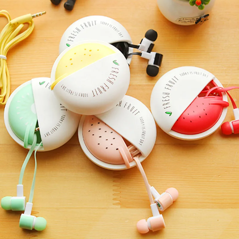 لطيف الفاكهة الحلوى الملونة سماعات 3.5 مللي متر في الأذن مع ميكروفون للفتيات الهاتف الروبوت سماعات كيد الطفل طالب ل MP3 هدية