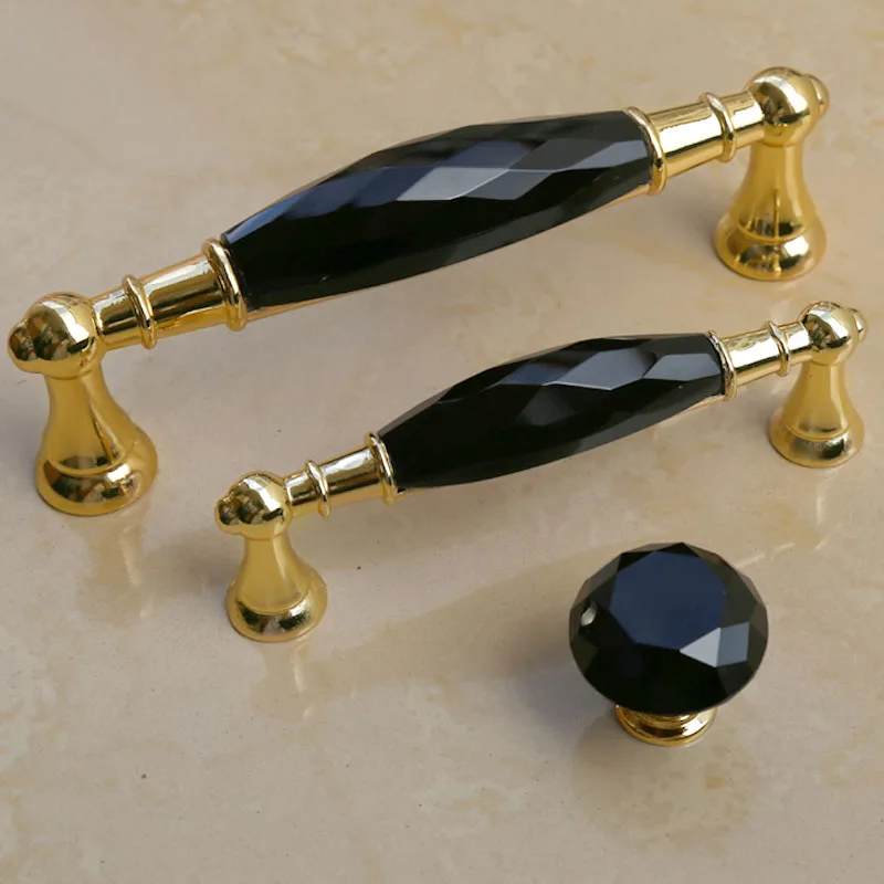 96mm 128mm black crystal kitchen cabinet wine  cabinet door handles golden drawer tv table pulls knobs 5