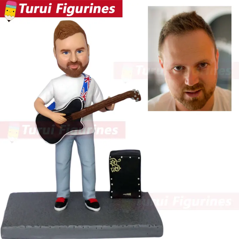 guitar and bass player's bobblehead custom figurines for man gifts clay figurines home decor made in china artist bobble head