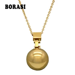 Hot sale Height Polishing Mirror Side Stainless Steel Ball Pendant Necklace Female Jewelry Gold Necklaces & Pendants For Women