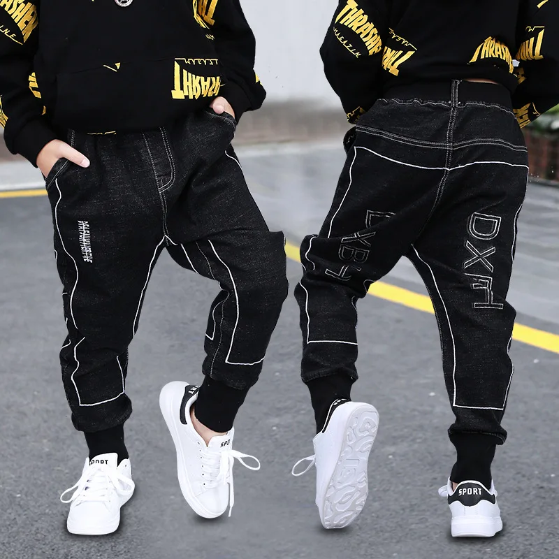 Fashion Boys Pants Spring Autumn Children Jeans Trousers Cotton Solid Black Long Pant for Teen Boy Toddler Baby Clothes 3T 8 13Y