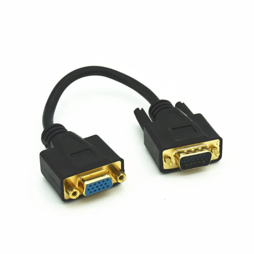 Kabel Ekstensi VGA Ke VGA Premium Tinggi Kabel Pendek VGA Berlapis Emas Kabel VGA Jantan Ke Betina 20CM