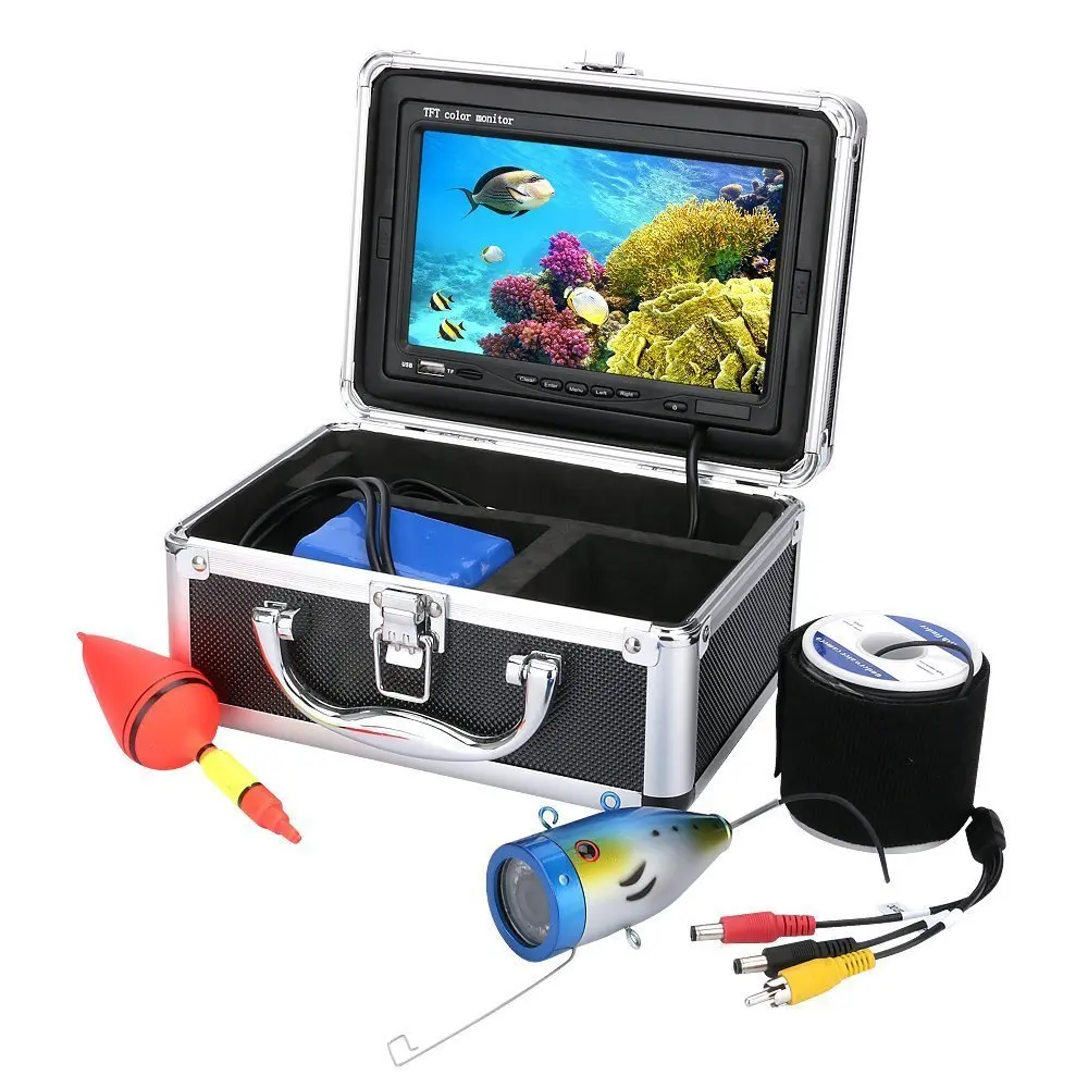 Fish Finder 7 ''TFT LCD Telecamera di monitoraggio subacqueo 15M Cable1000TVL Videocamera con 12 luci LED bianche