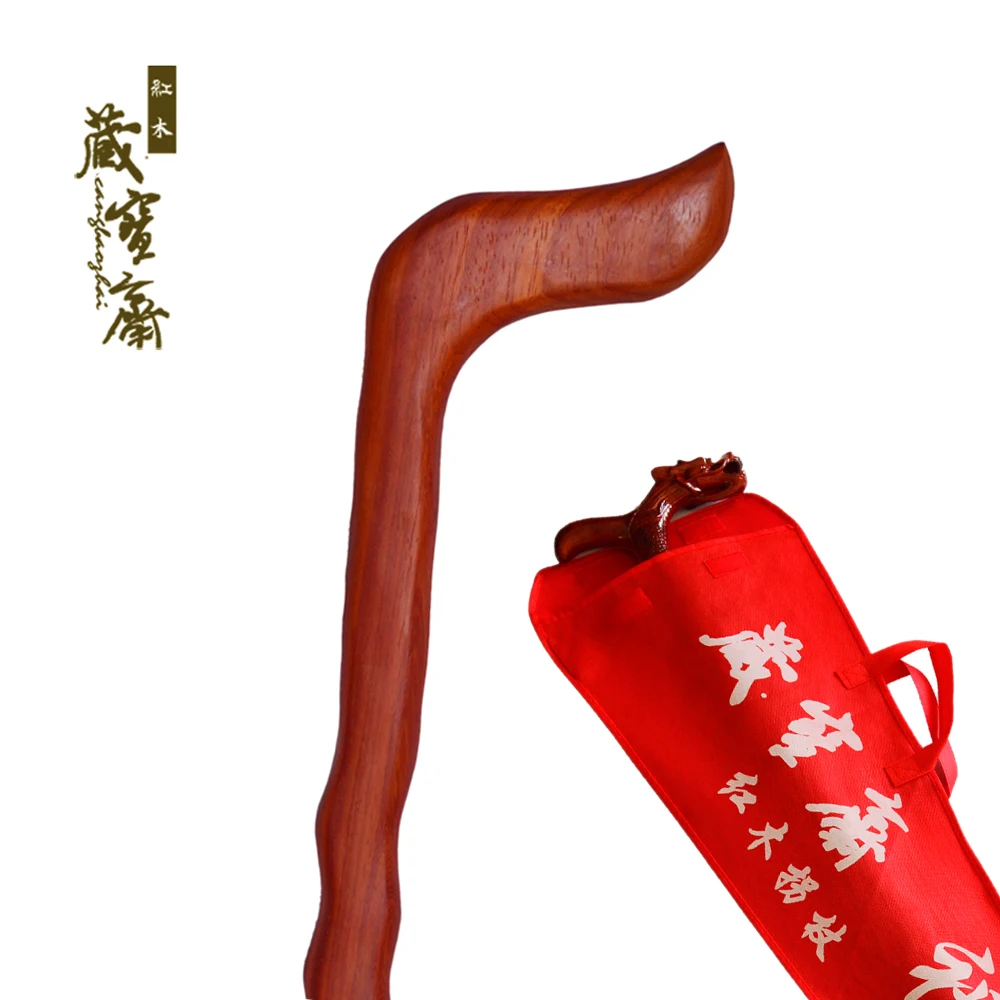 

No paint one red pear wood stick Claus monolith cane crutches leading wood