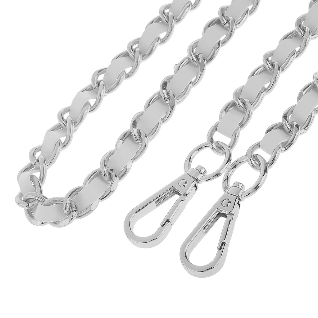 Purse Handbag Handle Shoulder Bag Replacement Chain Bag Strap Silver+White