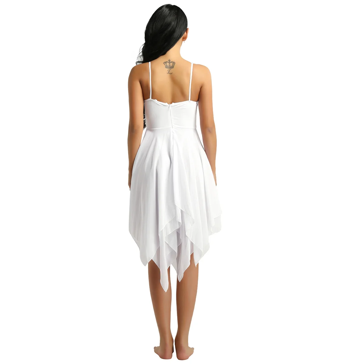 IIXPIN – robe de danse asymétrique pour femmes, en mousseline de soie, Costumes de danse lyrique contemporain de salle de bal moderne, robe de Ballet de ballerine