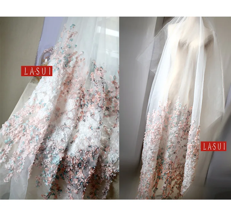 3yards=1lot new Full of flowers such as relief 3d Organza base fabric hazy beauty Light texture ornament latest fashion O0028