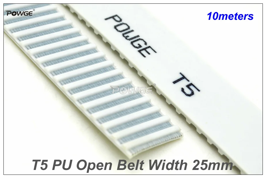 

POWGE 10meters T5 Open-End Timing Belt T5-25 Width=25mm PU With Steel Core T5 25 Synchronous Belt Fit T5 Pulley For CNC RepRap