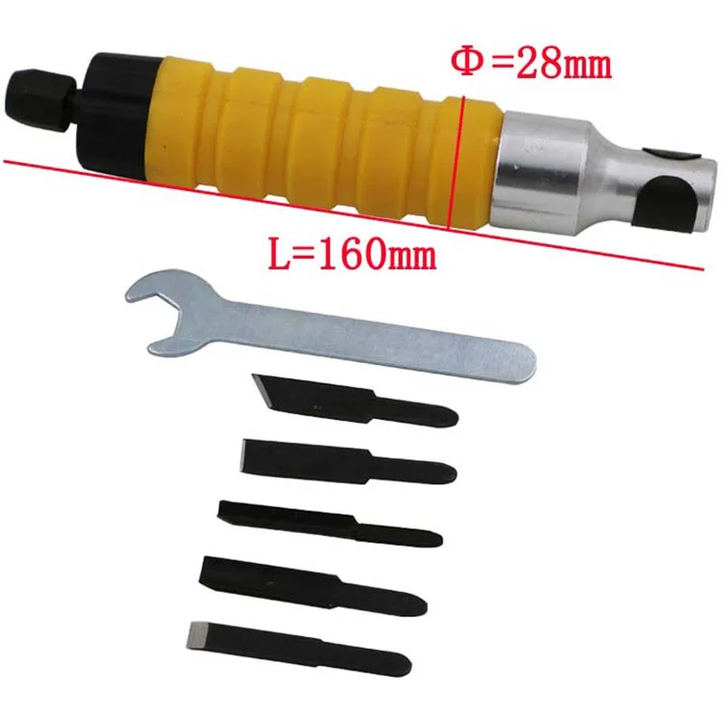 Electric hand shank+Metal Flexible Shaft+electric chisel+5 Carving knife and small spanner,Electric furniture wood carving knife