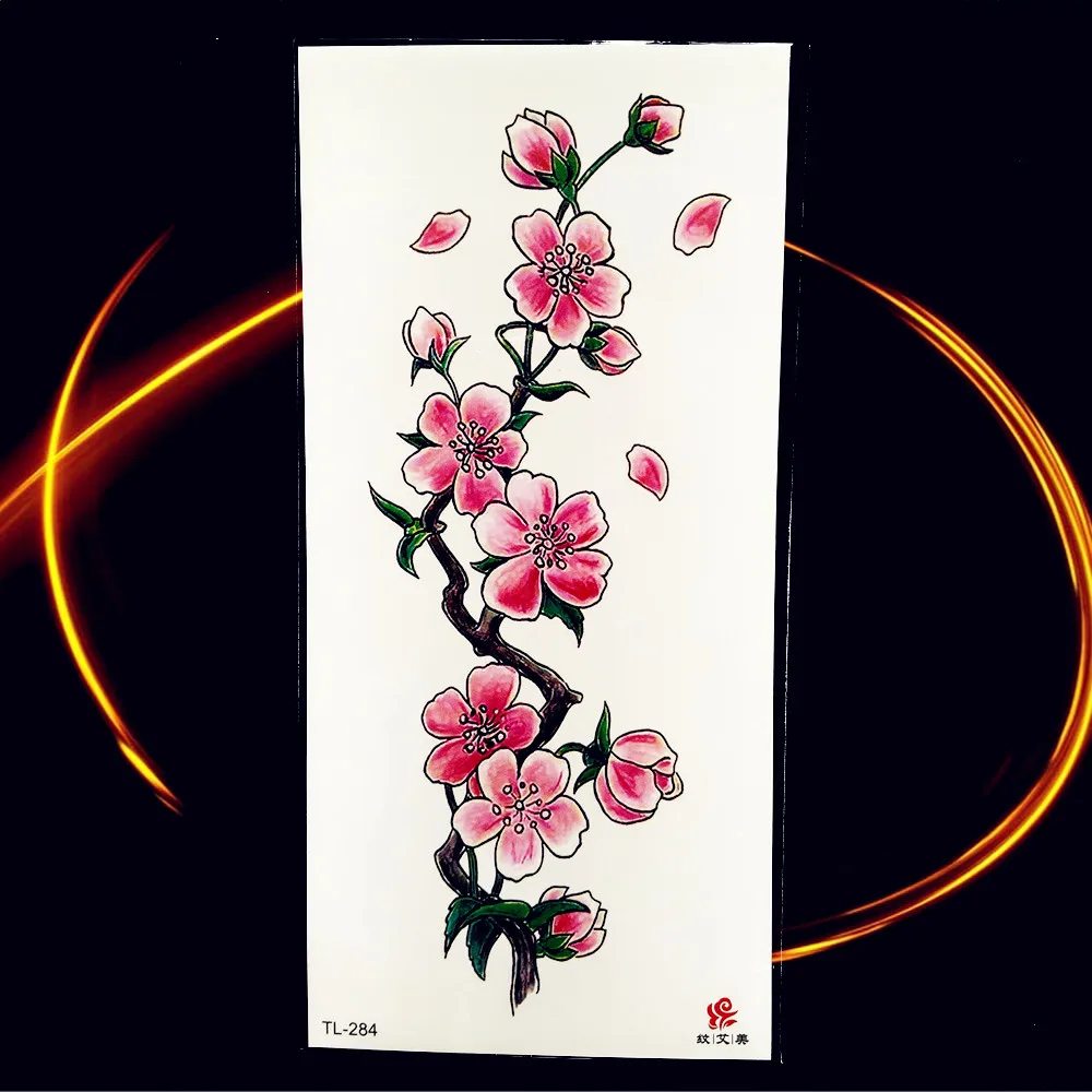 Sexy Lily Sweatpea Flower Temporary Tattoo Stickers For Women Body Art Arm Girl Waist Waterproof Tattoo Sleeve