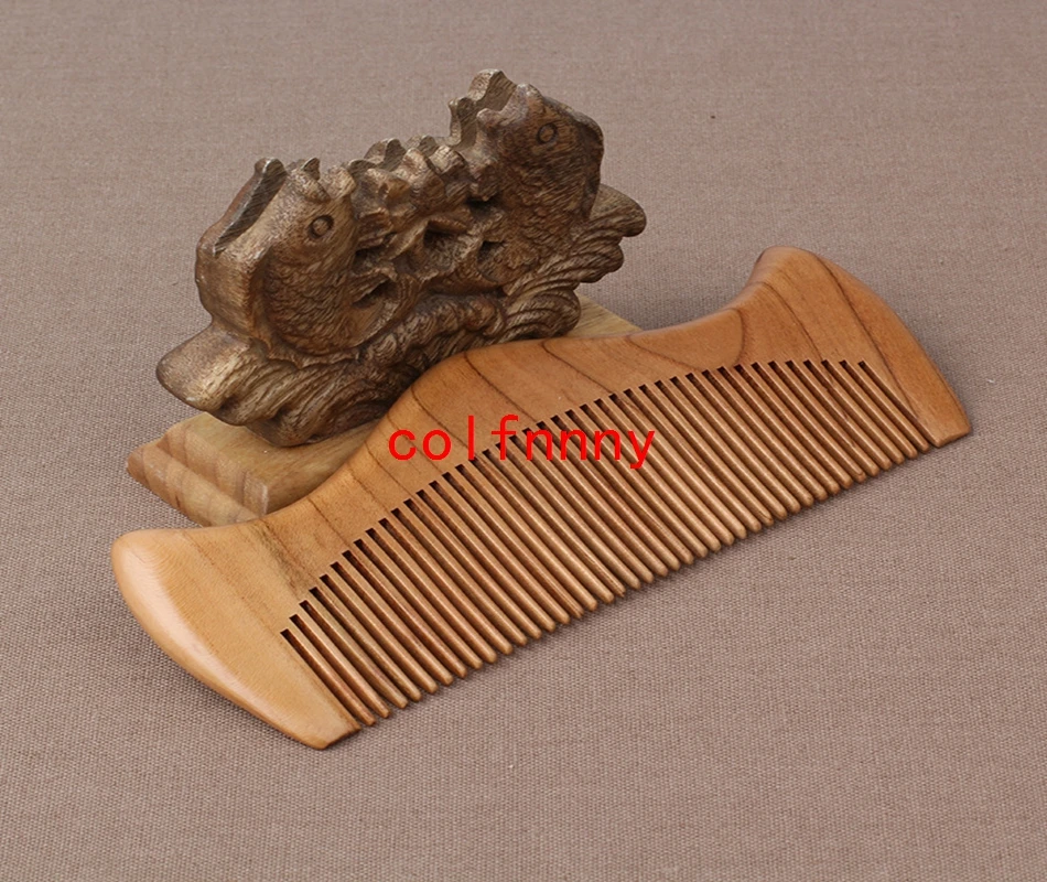 600pcs/lot Fast Shipping Natural mahogany wood Handmade Wood Comb Sparse&Dense Dual Purpose No Static Styling Tool Custom logo