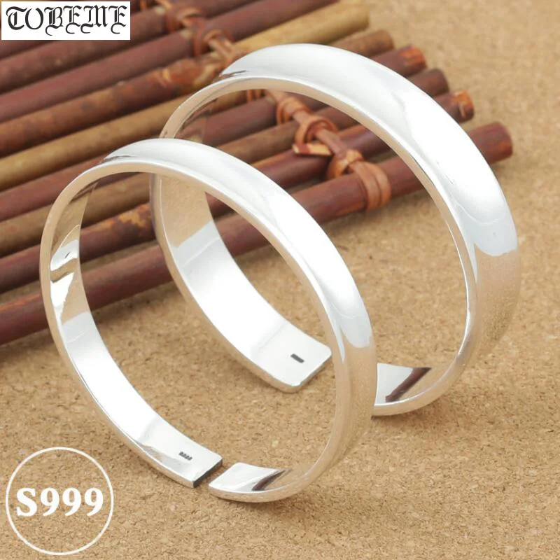 Simple Style! Handcrafted 999 Silver Bangle Tibetan Pure Silver Cuff Bracelet Real Pure Siver Lover's Bangle