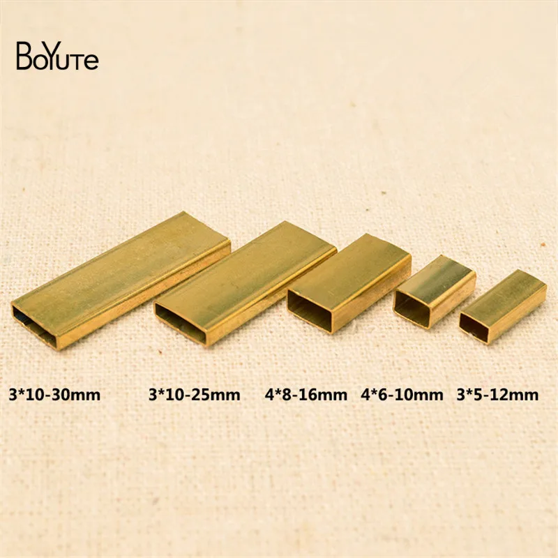 BoYuTe (100 Pieces/Lot) 7 Sizes Metal Brass Square Flat Tube Beads Diy Accessories Parts for Jewelry Making