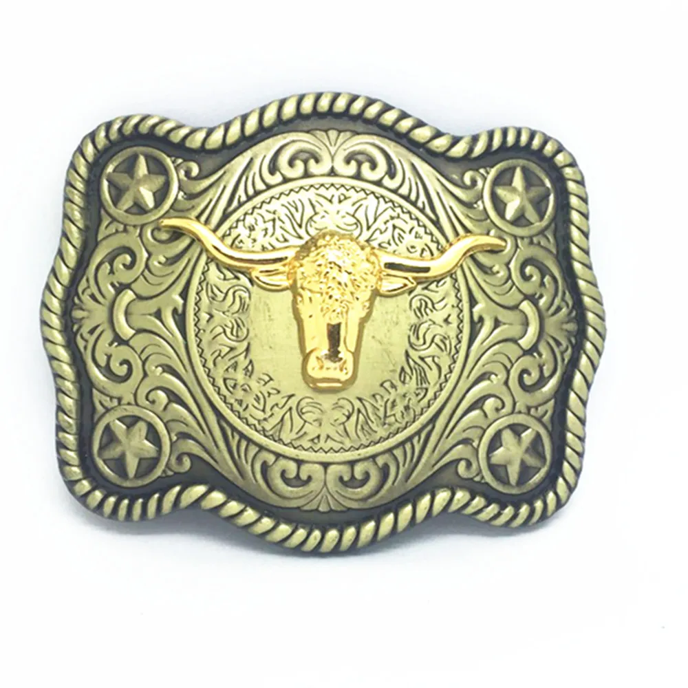 Cowboy double color belt buckle luxury tauren retro mode suitable for 4.0 belt buckle