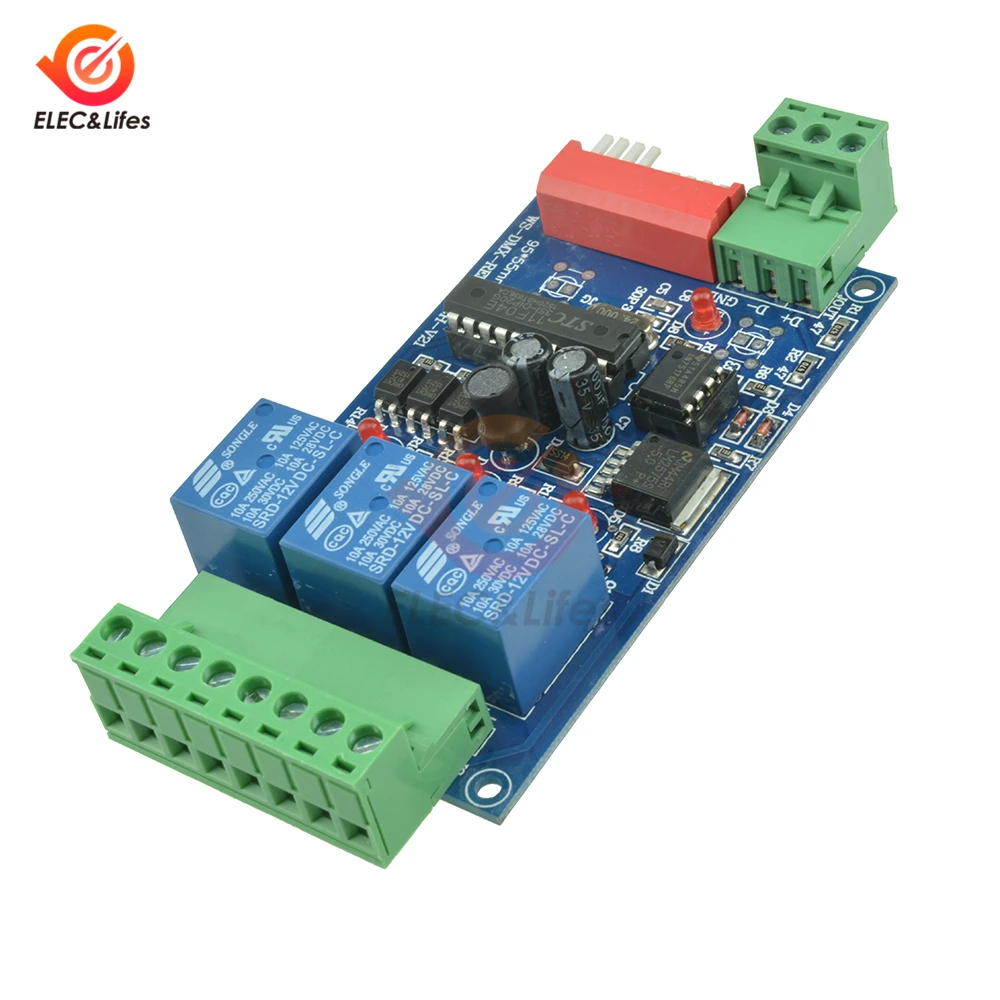 3CH 12V DMX512 Relay Output Encoder LED Controller board 3 Channel 12V-DMX512 Decoder Relay Switch Controller Module