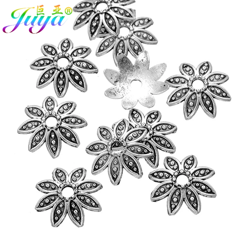 Wholesale 100pcs Antique Silver Color Hole Spacer Beads Caps DIY Handmade Beadwork Beads Jewelry Findings Earrings Accessories