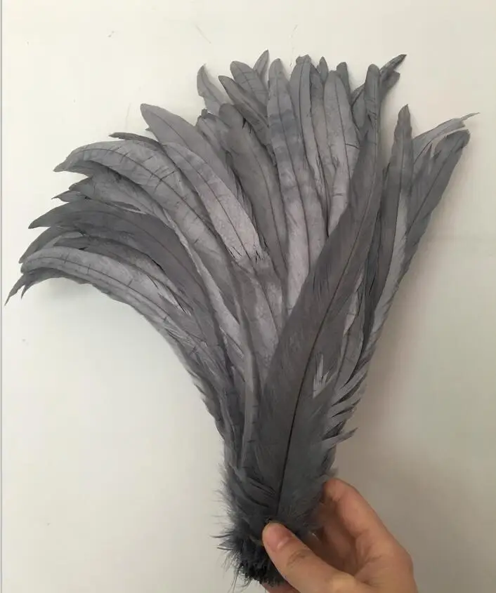 30-35cm Rooster tail feather Grey Colors DIY feather clothing  jewelry accessories wedding Party supplies performance necessary