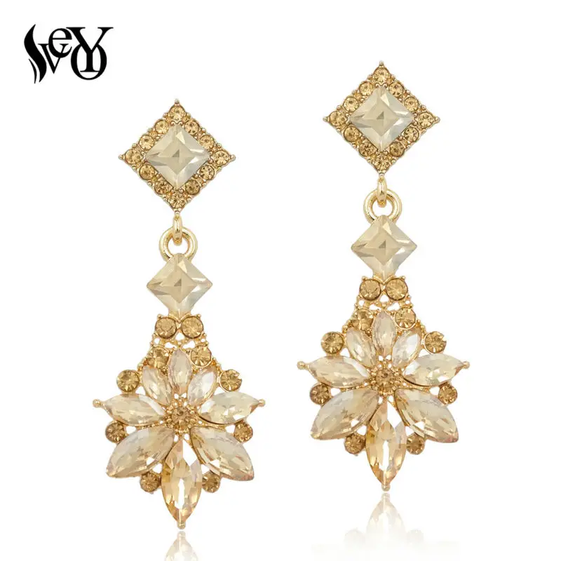 VEYO Crystal Earrings For Woman Drop Earrings Flower Trendy High Quality Pendientes Brincos