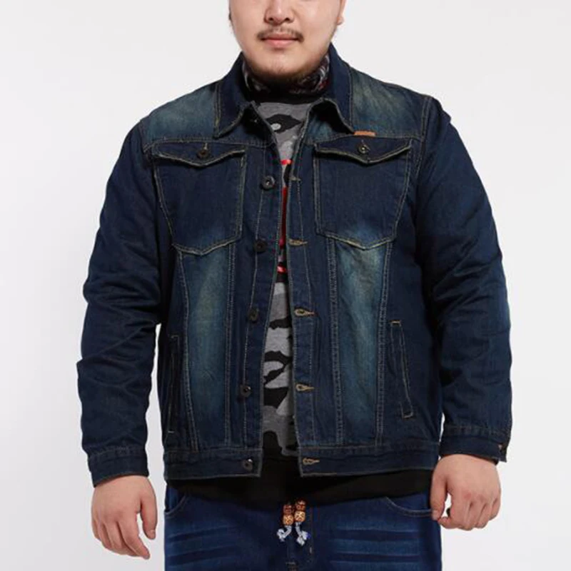 Chaqueta vaquera de gran tamaño para hombre, Chaquetas vaqueras negras de talla grande 5XL, 6XL, 7XL, 8XL, 2022