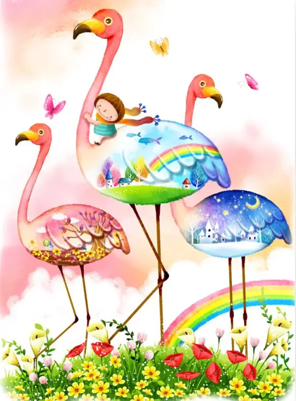 

Flamingo and girl The wooden puzzle 1000 pieces ersion jigsaw puzzle white card adult children's educational toys