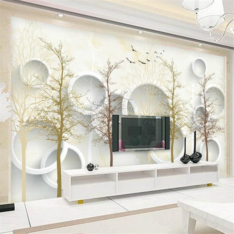 

beibehang Custom wallpaper 3d photo murals Nordic hand painted woods circles 3D stereo tv background wall paper papel de parede