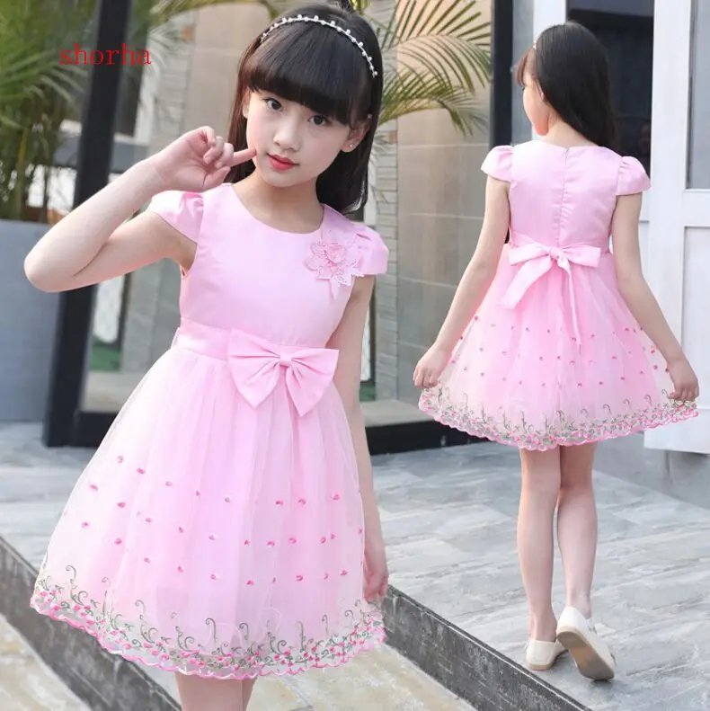 

New summer Pink Children Dresses For Girls Kids Formal Wear Princess Dress For Baby Girl Birthday Party Dress