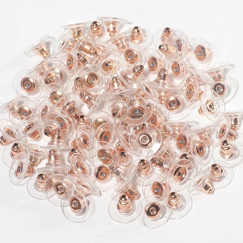 

50pcs DIY Craft Accessories Silicon Stud Earring Back Stoppers Ear Post Nuts Jewelry Findings Components Gold and Silver