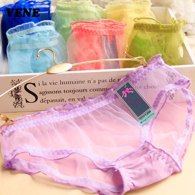 Sexy Lace Panties for Women, Transparent, Ultra-thin, Seamless, Briefs with Bow, Plus Size Underwear, Top Quality, 5 PCs/Lot