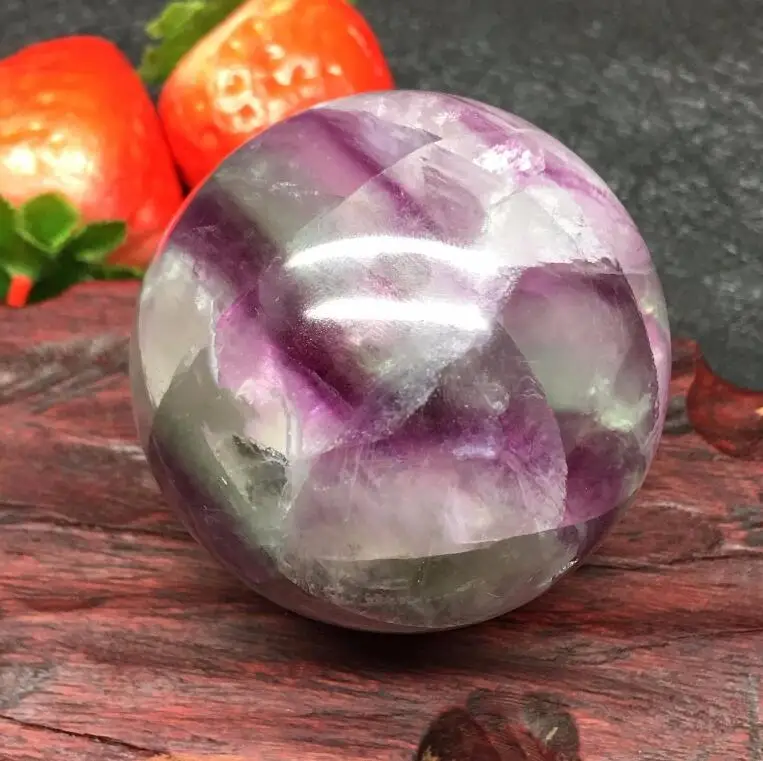 1PC 40mm Natural Fluorite Quartz Crystal Sphere Ball Healing