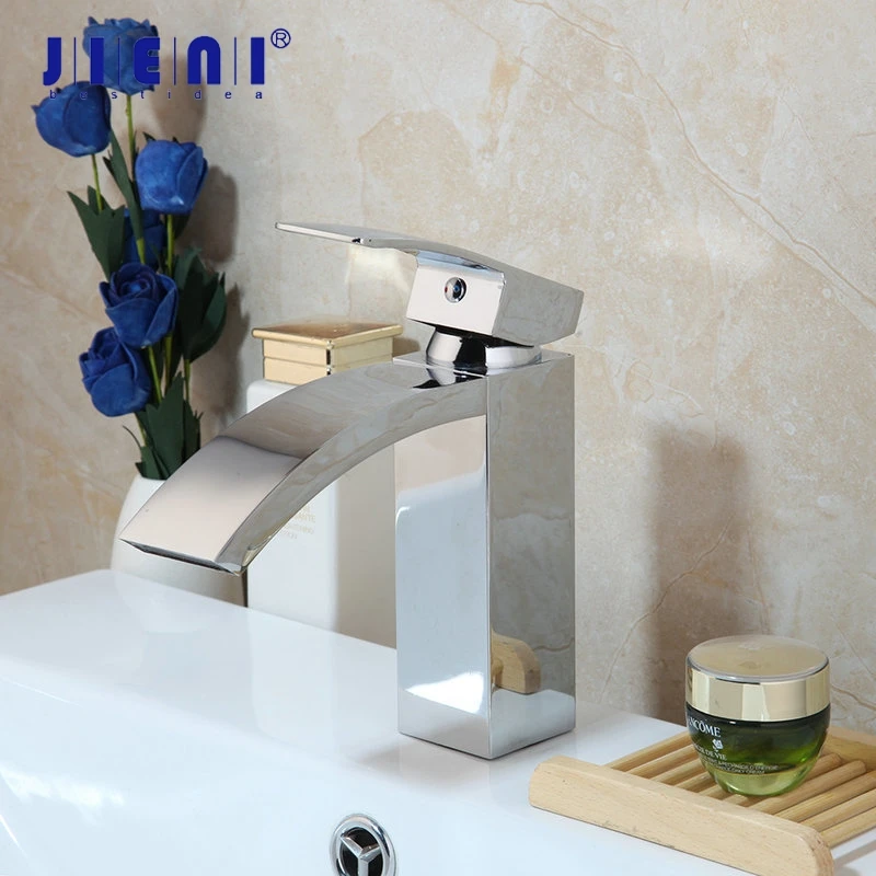 

JIENI RU Chrome Brass Bathroom Basin Sink Faucet Single Handle Basin Vessel Single Hole Sink Mixer Tap Counter Basin Faucet