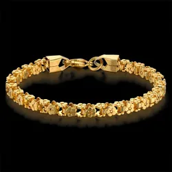Punk Bicycle Chain Link Bracelet Female 5mm Gold Silver Color Stainless Steel Flower Shape Hand Chains For Women Jewelry Gift