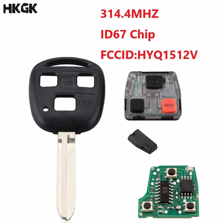 

314.4Mhz Car Remote key Fob For Toyota HYQ1512V Lexus 2003 2004 2005 2006 2007 2008 2009 GX470 2003-2008 LX470 4D67 Chip Car key