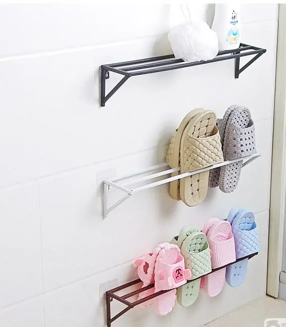 No trace hooks for iron shoe rack. Accept the wall hang - free and stick the shoe rack to receive the rack.079