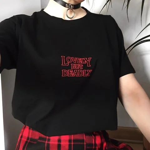 

Sugarbaby Lovely but Deadly Graphic Tee Unisex Cool Graphic Tee Tumblr Fashion Funny T-shirt Grunge Casual T shirt Drop ship