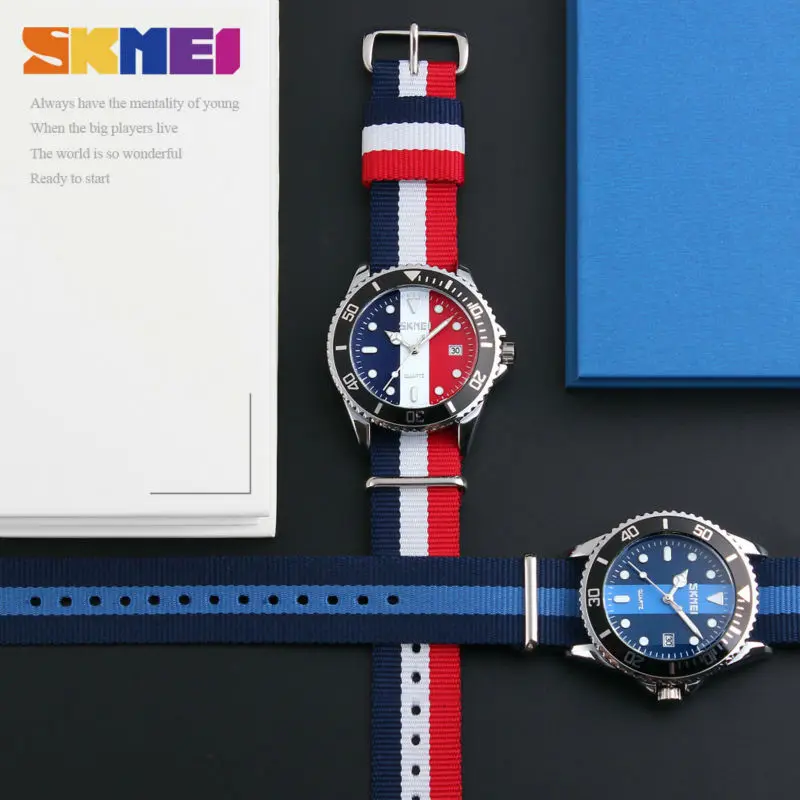 SKMEI Lovers Watches Nylon Strap 30M Waterproof Multiple Quartz Wristwatches Men And Women Fashion Casual Watch reloj hombr