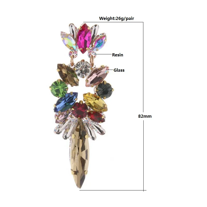 NeeFu WoFu Resin Earring Glass Dangle Exaggeration Large Fashion Charm Trend Luxury Woman Brinco Ear Oorbellen Accessories