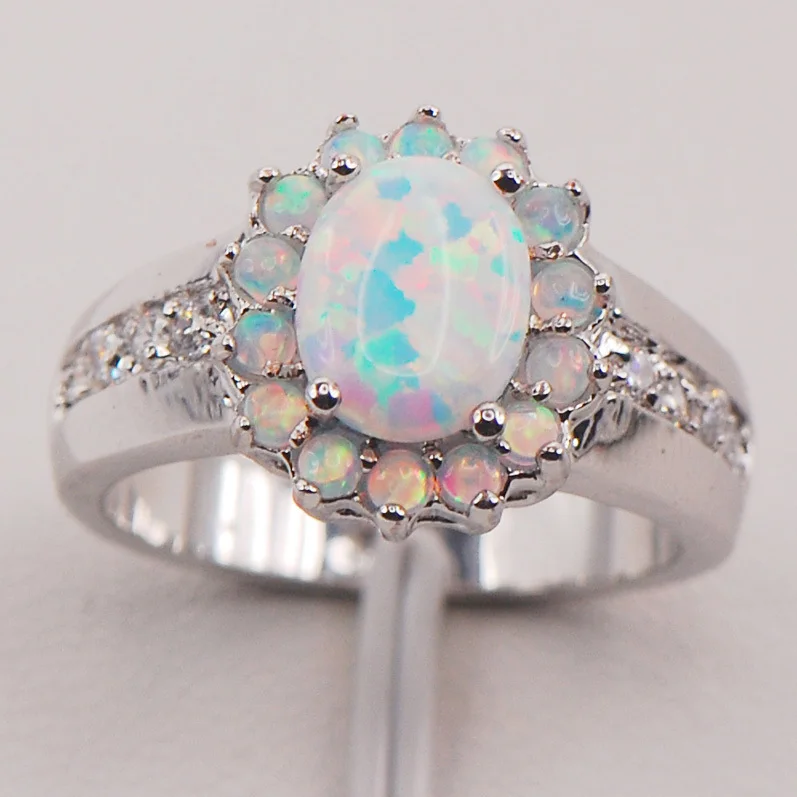 White Fire Opal Australia 925 Sterling Silver Woman Jewelry Ring Size 6 7 8 9 10 11 F578 2022 Gift For Women Fashion Classic