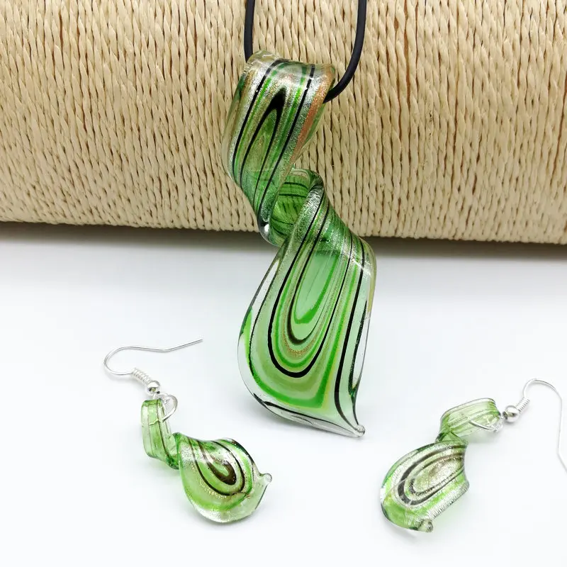 6 Sets Twist Mix Colors Murano Lampwork Glass Necklace Earring Fashion Jewelry