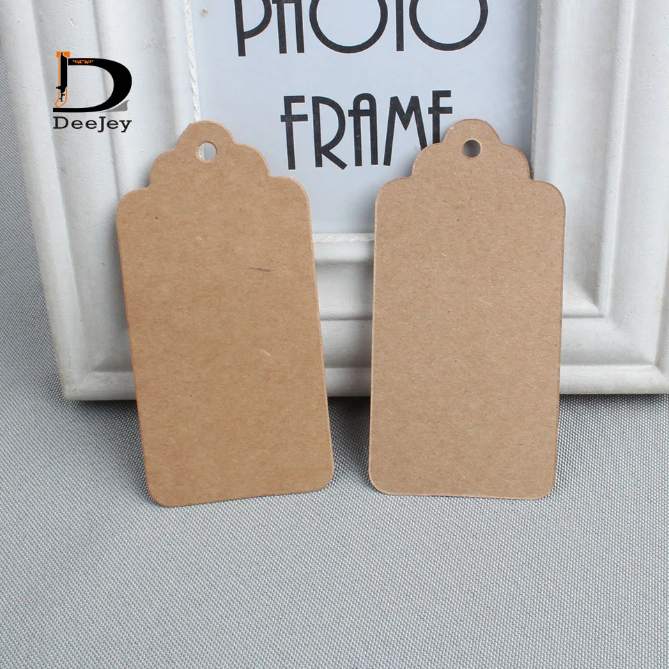 Wholesale 500pcs 4.5x9cm Blank price tag Kraft paper Gift tag with hemp cords DIY brown paper kraft label paper TAGGING