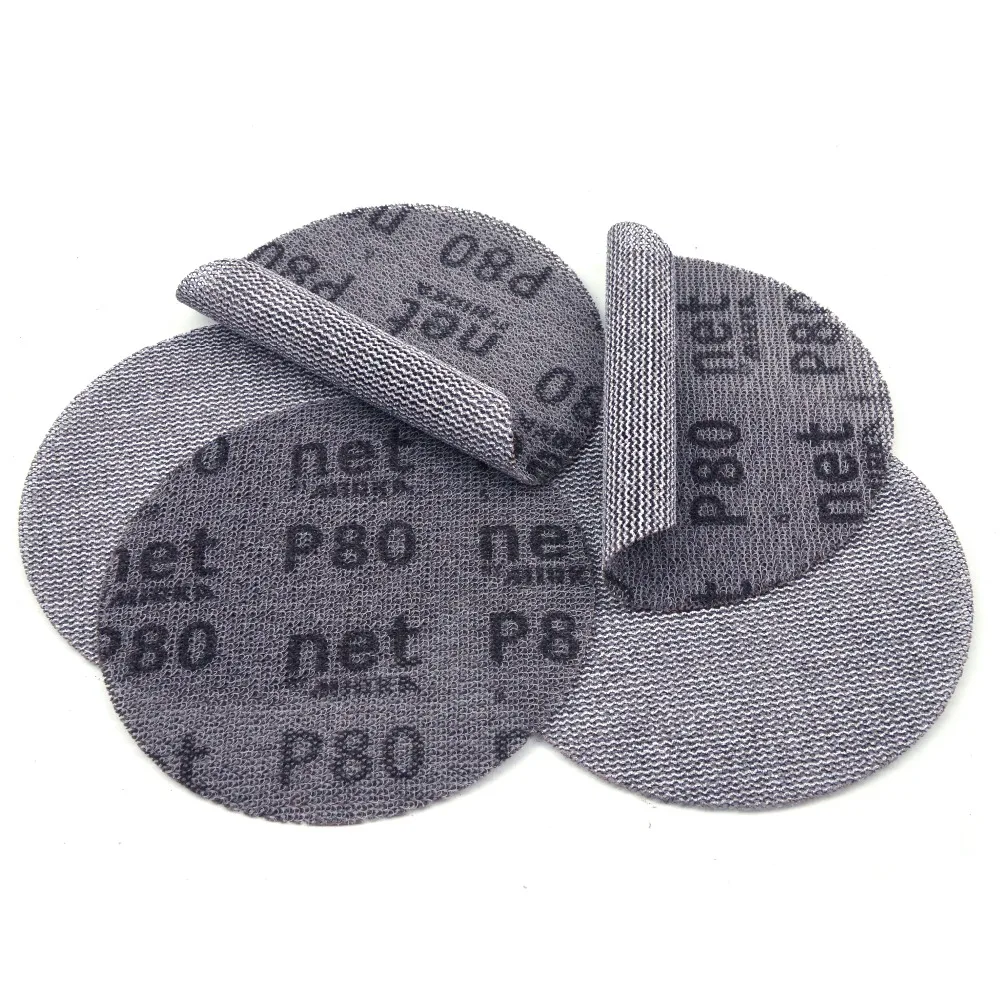 10PCS 5 Inch 125mm Mesh Dust-free Anti-blocking Hook&Loop Sanding Discs Round Abrasive Sandpaper 80#180#240# Car Decorate Paper