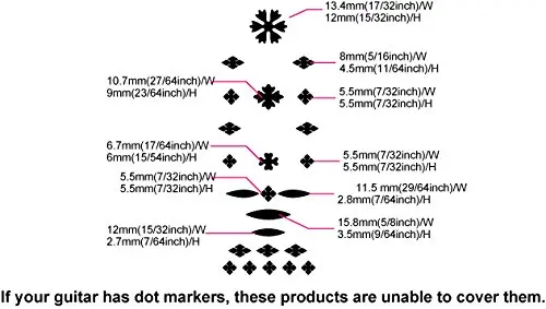 Fretboard Markers Inlay Sticker Decals for Guitar & Bass - Vintage Snowflakes