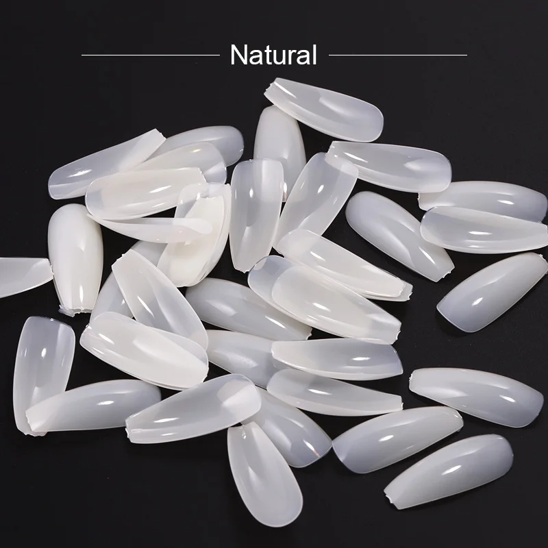 600pcs False Nails Display Tips Acrylic Ballerina Artificial Transparent/Natural Guide Capsule Stiletto Full Cover Fake Nail