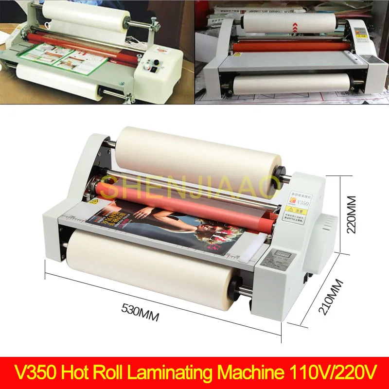 V350 Cold and Hot laminator Four Rollers Hot Roll Laminating Machine electronic temperature control Speed Adjustable 220v