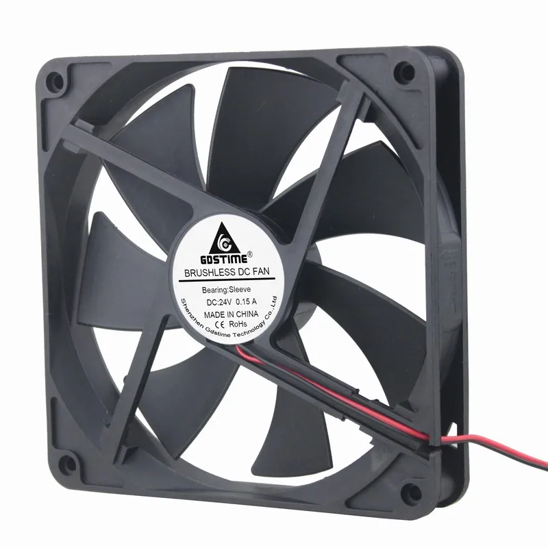 5 Pieces Gdstime Big Airflow 24v 14cm 140mm x 25mm Brushless DC Cooling Cooler Fan 140mm*140mm*25mm 14025s 2 Wires